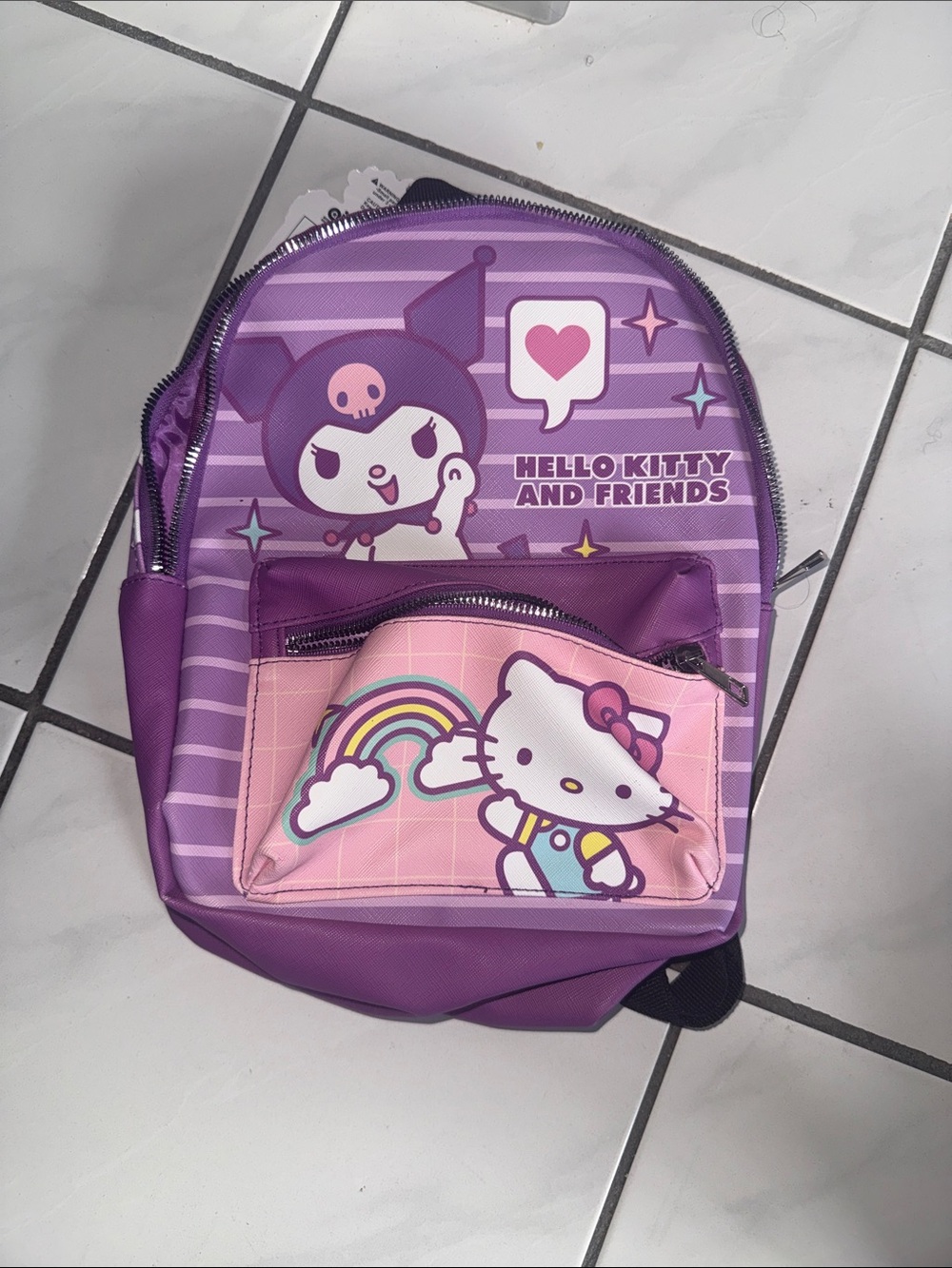 Kuromi and hello kitty Kids Purple and Pink Mini Backpack